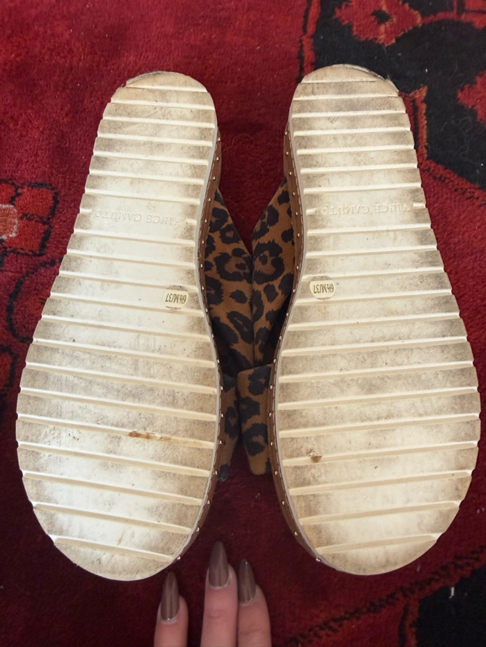 Vince Camuto Leopard Crossband Slide Sandals - Brown/Black - Picture 5 of 5